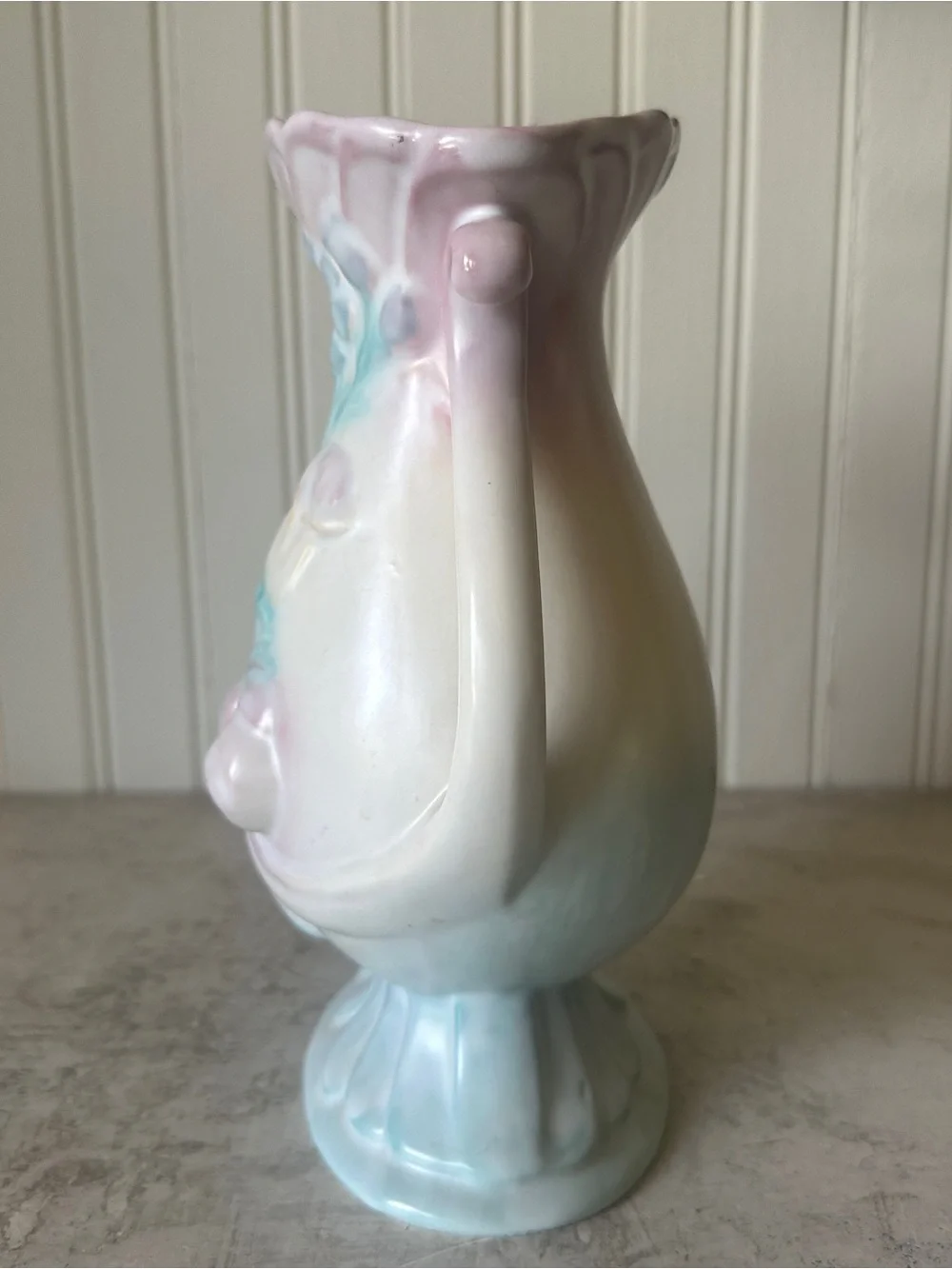 Hull Pottery Bow Knot Blue & Pink B-7 Vase Floral 8.75” Handles Vintage 1949 EUC